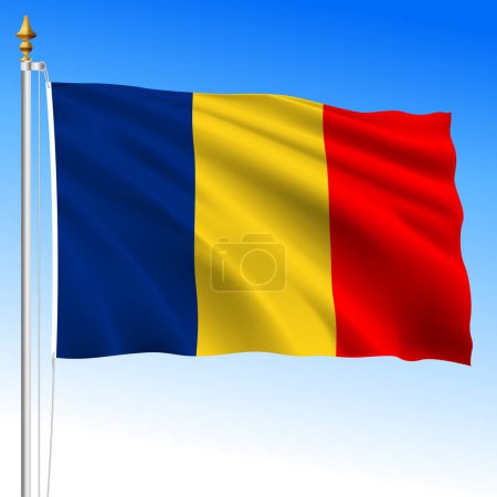 Union européenne, drapeau national officiel de la Roumanie, illustration vectorielle