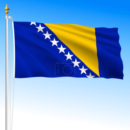 Bosnia and Herzegovina official national waving flag, European country, vector illustration