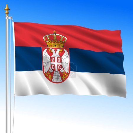 Serbia official national waving flag, european country, vector illustration