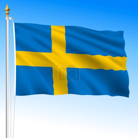 Sweden official national waving flag, european union, vector illustration