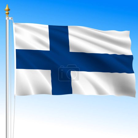 Ilustración de Finlandia bandera nacional oficial ondeante, Unión Europea, ilustración vectorial - Imagen libre de derechos