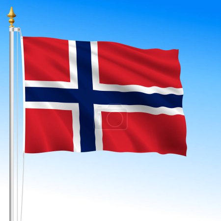 Norway official national waving flag, european country, vector illustration