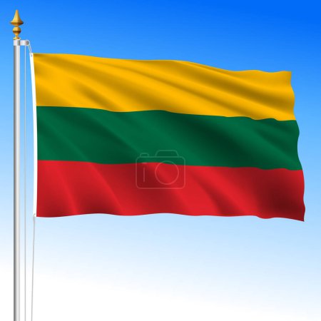Illustration for Lithuania official national waving flag, European Union, vector illustration - Royalty Free Image