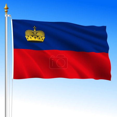 Ilustración de Liechtenstein bandera nacional oficial ondeando del principado, país europeo, ilustración vectorial - Imagen libre de derechos