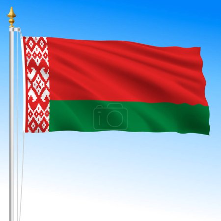 Illustration for Belarus official national waving flag, European country, vector illustration - Royalty Free Image
