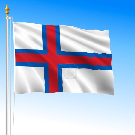 Faroe official national waving flag, Denmark, Europe, vector illustration