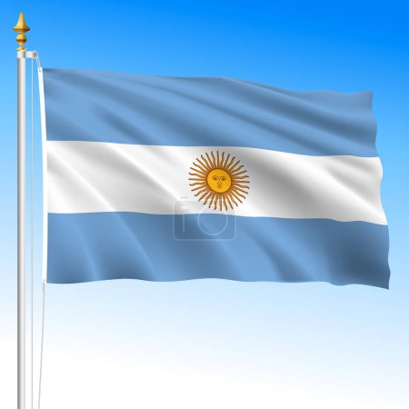 Illustration for Argentina, official national waving flag, south america, vector illustration - Royalty Free Image