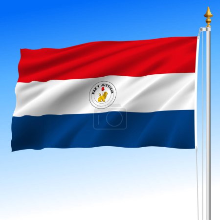 Paraguays offizielle Nationalflagge, Südamerika, Vektorabbildung, Rückseite