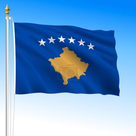 Illustration for Kosovo official national waving flag, European country, vector illustration - Royalty Free Image