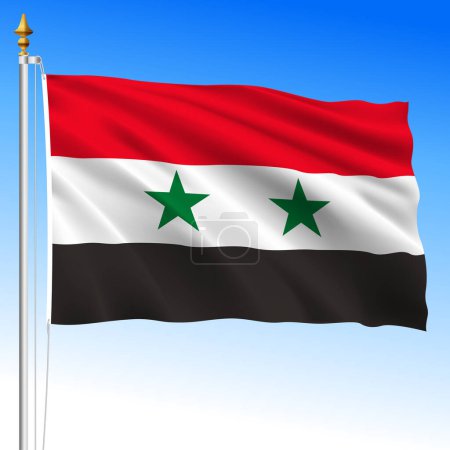 Téléchargez les illustrations : Syria official national waving flag, asiatic country, vector illustration - en licence libre de droit