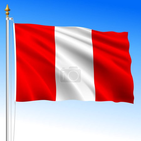 Ilustración de Perú, bandera nacional oficial ondeando, América del Sur, ilustración vectorial - Imagen libre de derechos