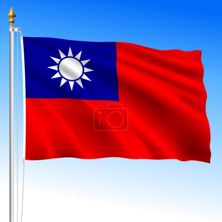 Taiwan official national waving flag, asiatic country, vector illustration