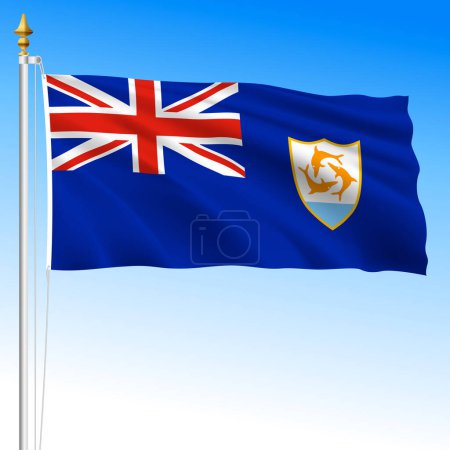 Anguilla british overseas territory waving flag, vector illustration