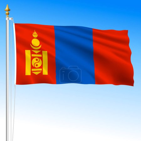 Mongolei, offizielle Nationalflagge schwenkend, asiatisches Land, Vektorillustration