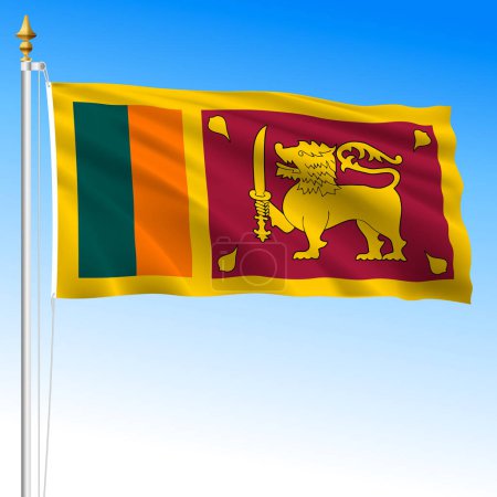 Sri Lanka, bandera nacional oficial ondeando, país asiático, ilustración vectorial