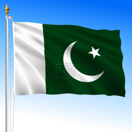 Illustration for Pakistan official national waving flag, asiatic country, vector illustration - Royalty Free Image