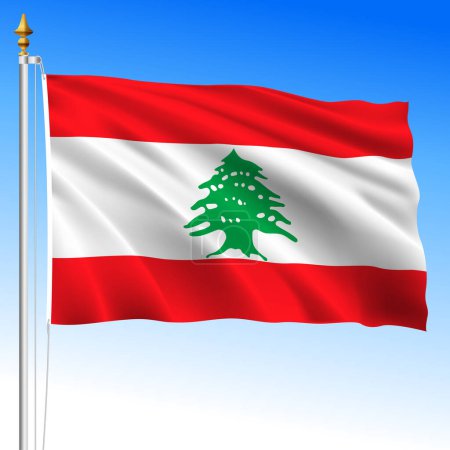 Illustration for Lebanon, official national waving flag, middle east, vector illustration - Royalty Free Image