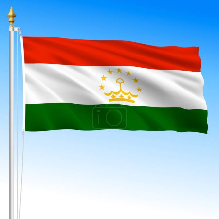 Tajikistan, official national waving flag, asiatic country, vector illustration