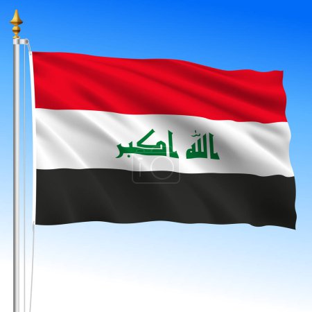 Illustration for Iraq official national waving flag, asiatic country, vector illustration - Royalty Free Image