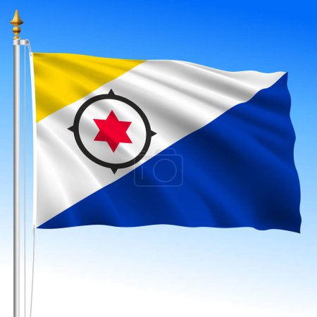 Bonaire, bandera nacional oficial ondeando, Antillas holandesas, ilustración vectorial