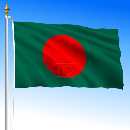 Illustration for Bangladesh, official national waving flag, asiatic country, vector illustration - Royalty Free Image