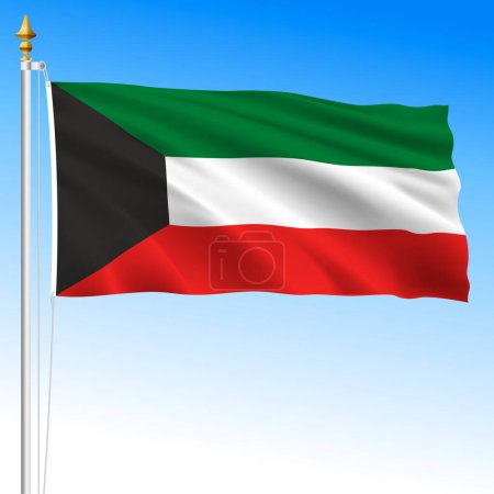 Téléchargez les illustrations : Koweït drapeau national officiel, Moyen-Orient, illustration vectorielle - en licence libre de droit