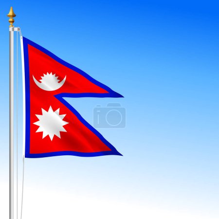 Nepal offizielle Nationalflagge schwenkend, asiatisches Land, Vektorillustration