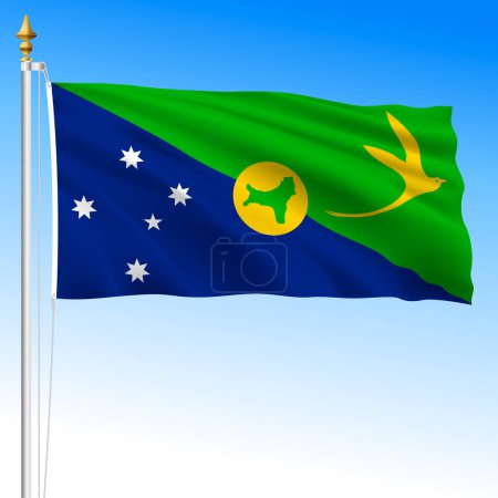 Christmas Island territory, official waving flag, Australia, oceanian country, vector illustration