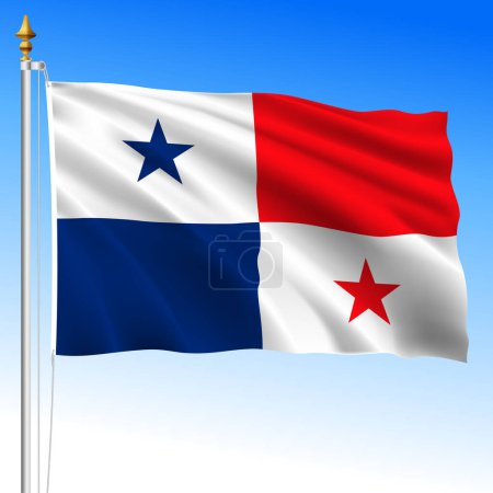 Panama, offizielle Nationalflagge schwenkend, südamerikanisches Land, Vektorillustration