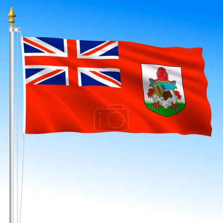 Bermuda islands, official national waving flag, central america, vector illustration