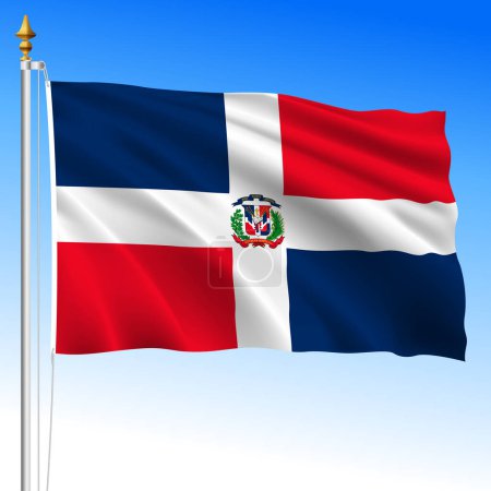 Dominikanische Republik, offizielle Nationalflagge schwenkend, amerikanisches Land, Vektorillustration 