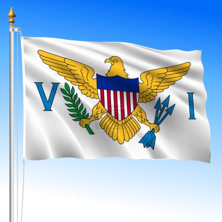 Estados Unidos Islas Vírgenes, bandera nacional oficial ondeando, Antillas, vector de ilustración