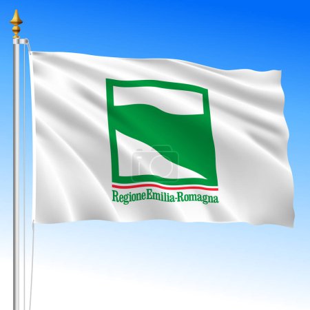Emilia Romagna, waving flag of the region, Italian Republic, vector illustration