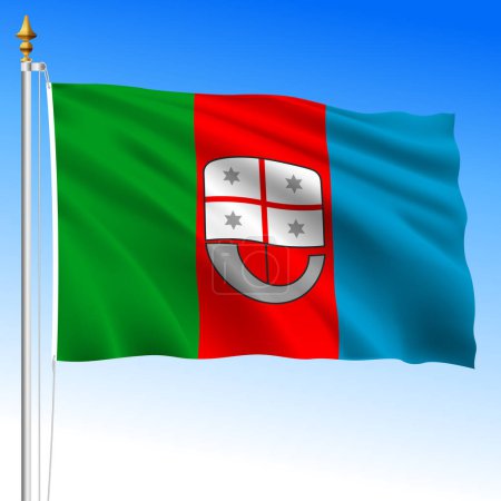 Téléchargez les illustrations : Ligurie, drapeau de la région, République italienne, illustration vectorielle - en licence libre de droit