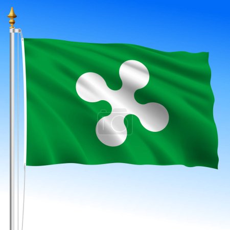 Téléchargez les illustrations : Lombardie, drapeau de la région, République italienne, illustration vectorielle - en licence libre de droit