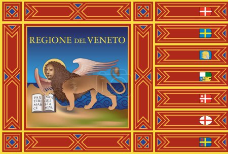 Bandera regional de Véneto, Región de Véneto, Italia, vector de ilustración