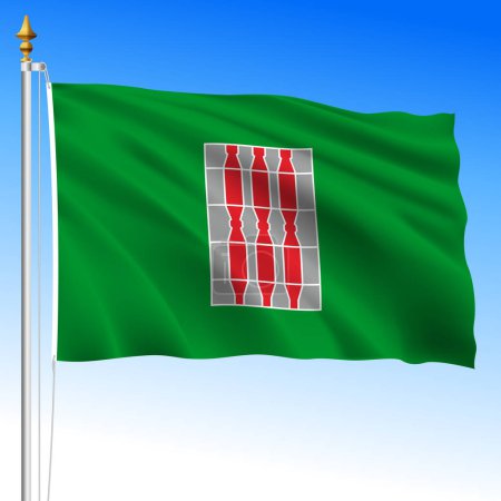 Umbría, ondeando la bandera de la región, región de Umbría, República Italiana, vector de ilustración 