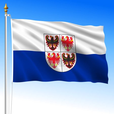 Trentino Alto-Adige, waving flag of the region, Italian Republic, vector illustration