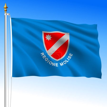 Molise, bandera oficial ondeando de la Región de Molise, Italia, ilustración vectorial