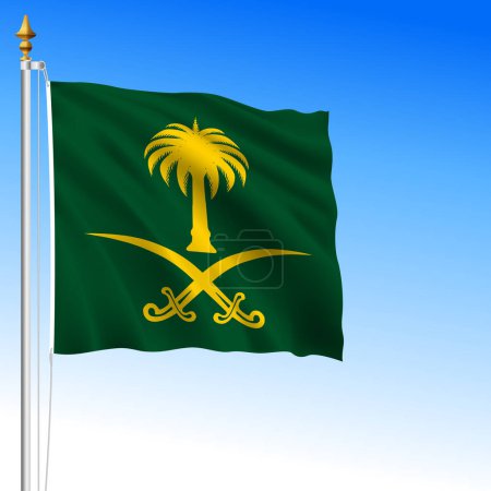 Téléchargez les illustrations : Arabie saoudite, drapeau du roi, norme royale, pays asiatique, illustration vectorielle - en licence libre de droit