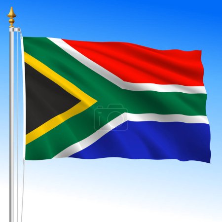 South Africa, official national waving flag, African country, vector illustration