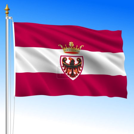 Autonomous Province of Trento, waving flag of the province, Italian Republic, vector illustration 