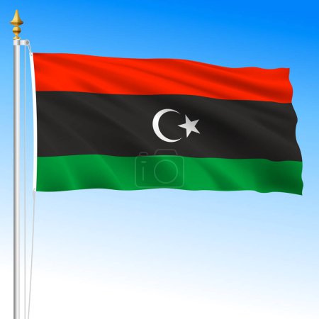 Illustration for Libya, official national waving flag, african country, vector illustration - Royalty Free Image