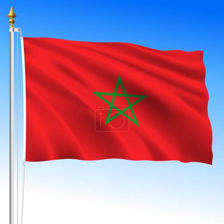 Morocco, official national waving flag, african country, vector illustration