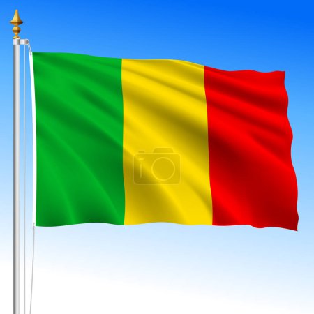 Mali, official national waving flag, african country, vector illustration