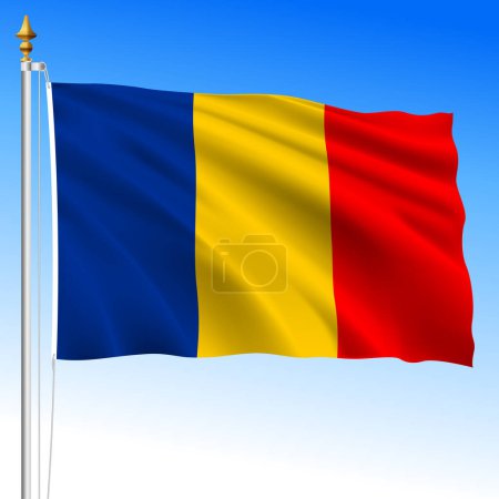 Chad, official national waving flag, african country, vector illustration