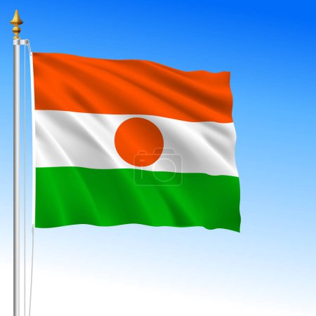 Ilustración de Níger bandera nacional oficial ondeando, país africano, ilustración vectorial - Imagen libre de derechos