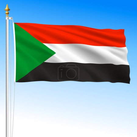 Sudan, offizielle Nationalflagge schwenkend, afrikanisches Land, Vektorillustration