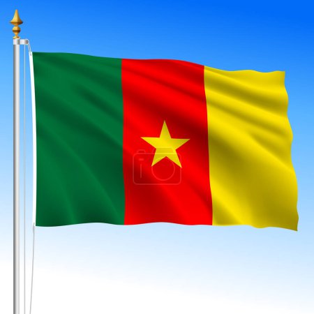 Kamerun, offizielle Nationalflagge schwenkend, afrikanisches Land, Vektorillustration