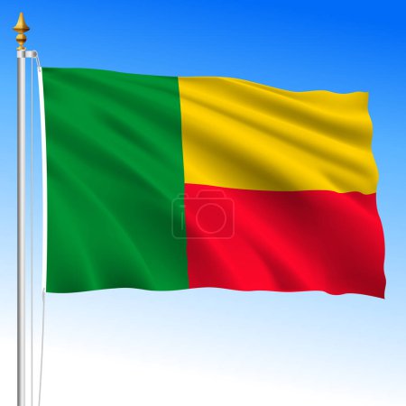 Benin, official national waving flag, african country, vector illustration